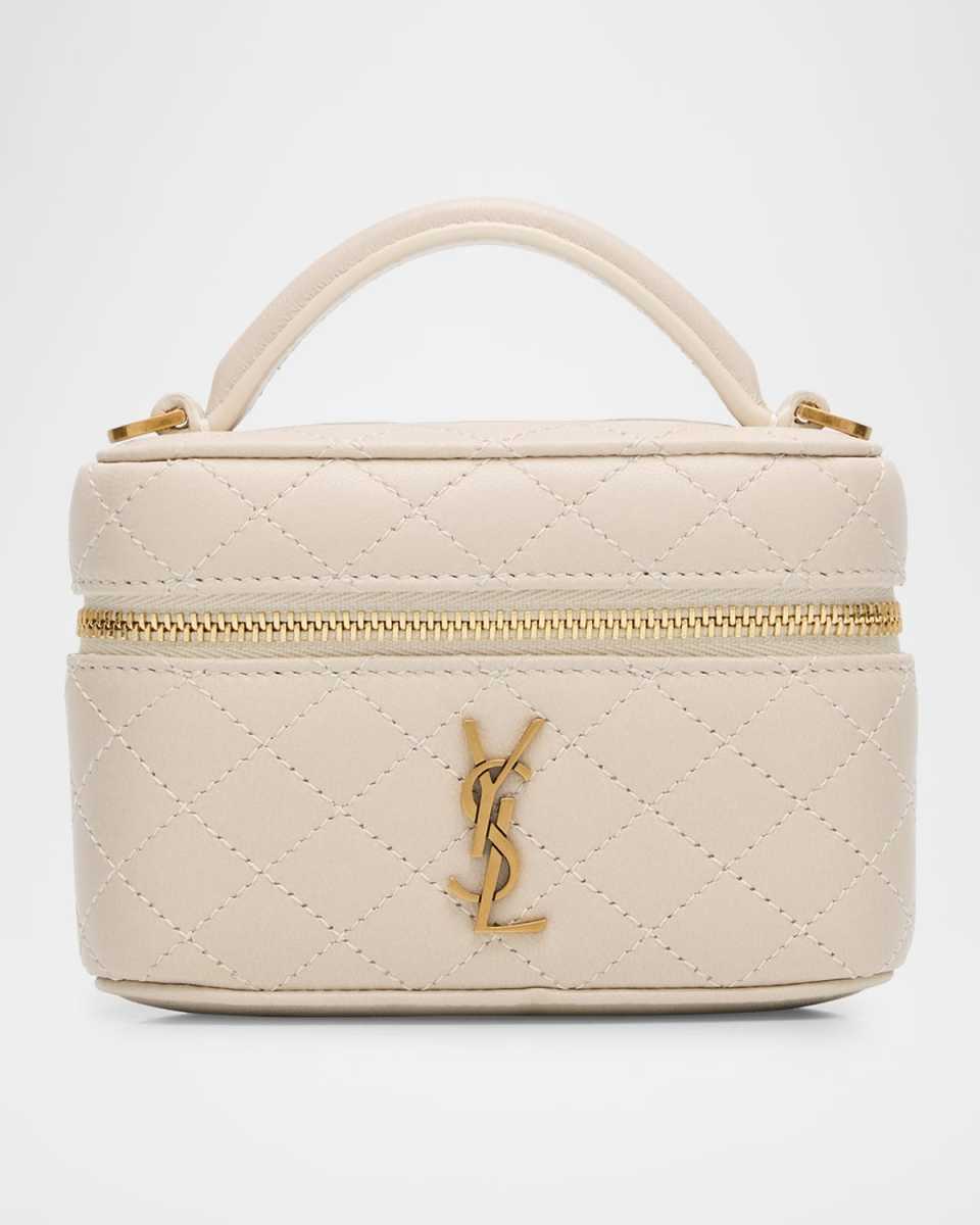 Micro Vanity Top-Handle Bag in Quilted Leather